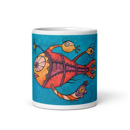 White glossy mug - Emily the Party Fish